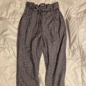 High waisted paper bag tapered pants